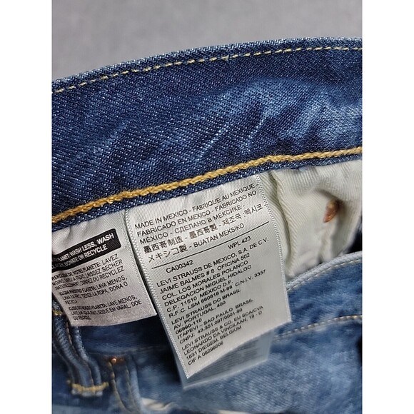 Levis 501 Jeans Mens 40x33 Straight Button Fly Dark Blue Bleach High Rise Cotton - Picture 9 of 14